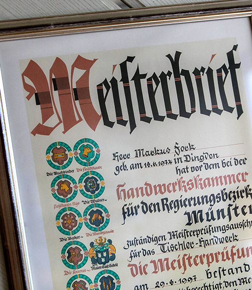 Meisterbrief Fork Tischlerei Fork Bocholt